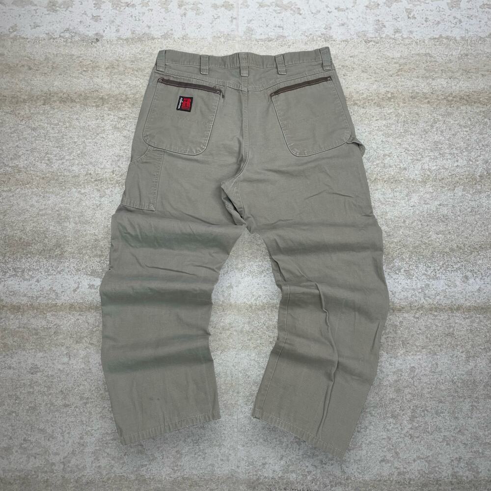 Vintage 90s Wrangler Riggs Carpenter Pants 36x32 Baggy Tan Canvas Dungarees